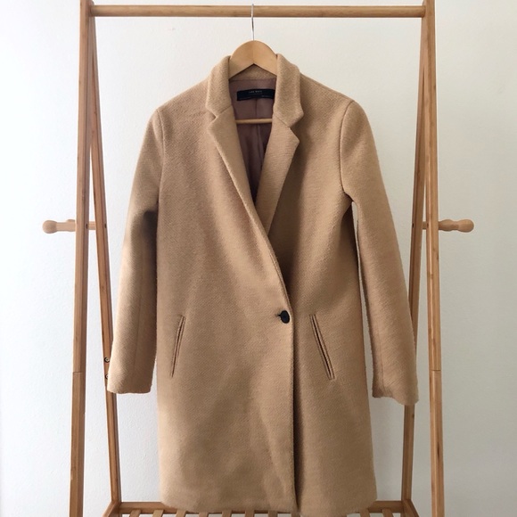 Zara Jackets & Blazers - Zara Camel Tan Button Long Coat